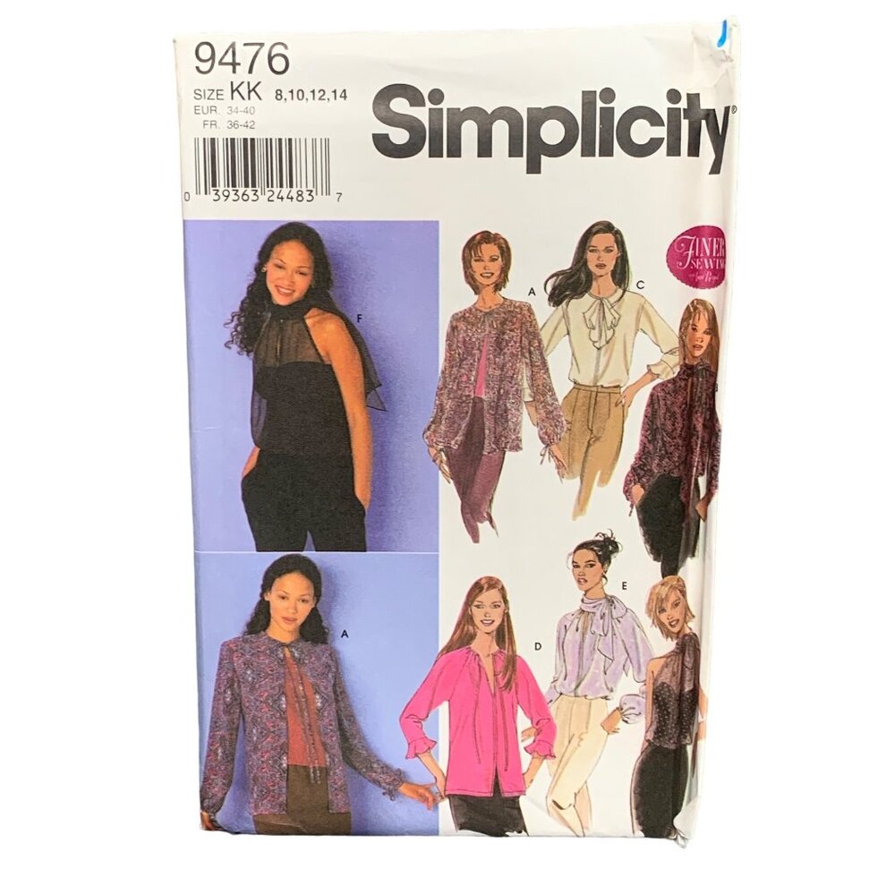 Simplicity Pattern 9476 Womens Blouses Sizes 8-14